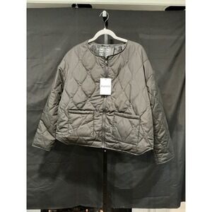 PUFFIT Quilted Jacket Black Crew Neck Long Sleeve Full Zip Women Size M